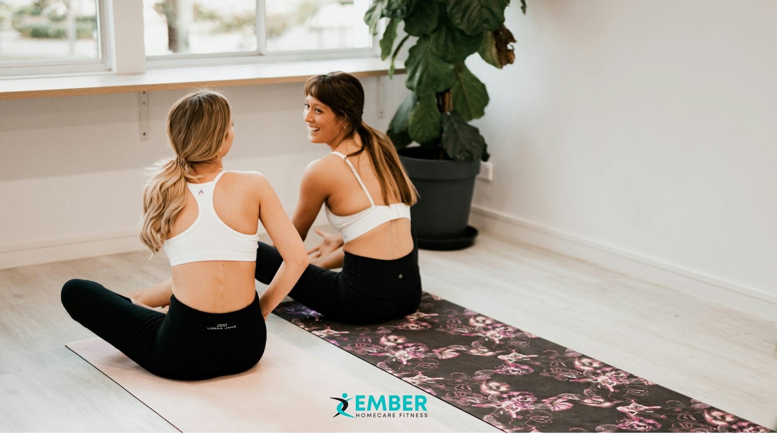 Senior woman doing home workout with personal trainer in Mississauga