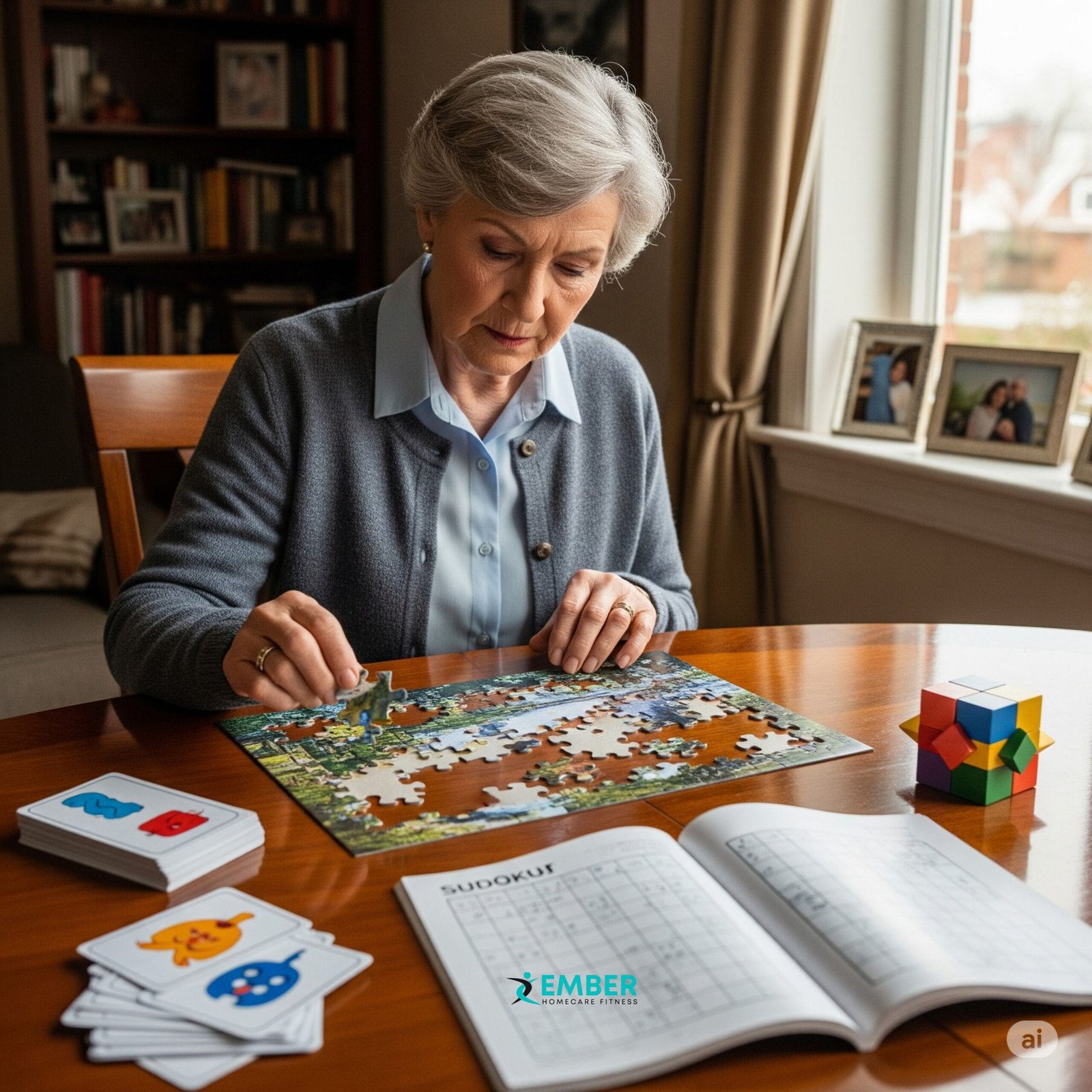 Senior woman practicing memory exercises for cognitive function