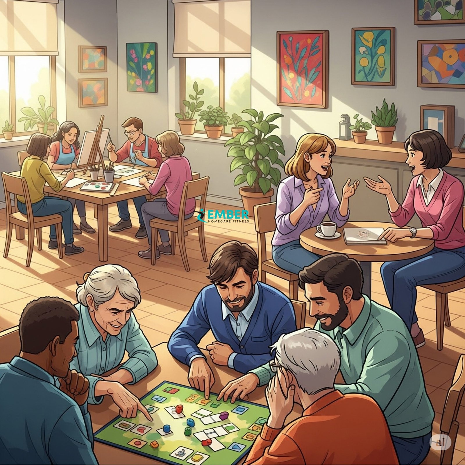 Group of seniors enjoying a fitness class to boost brain health