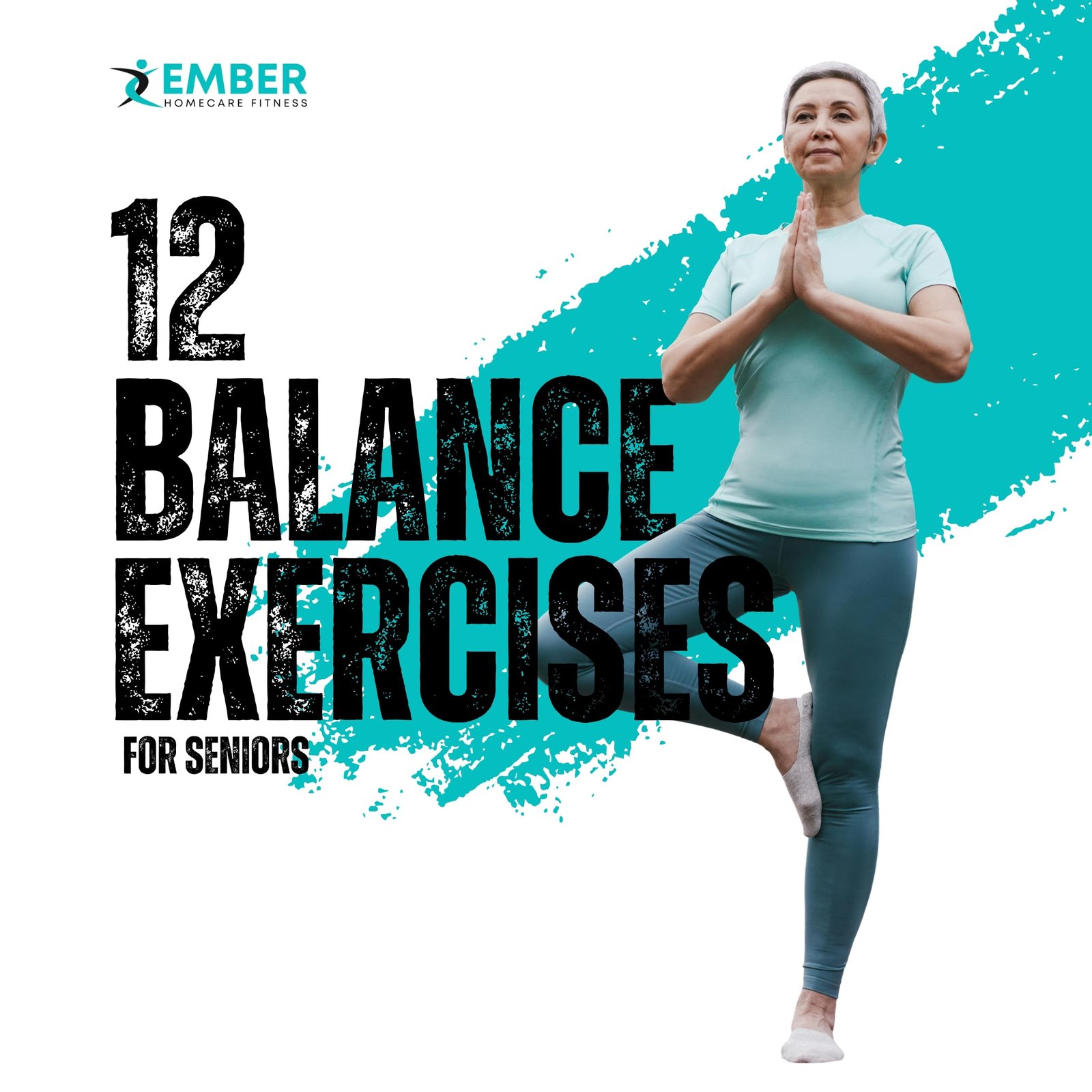 Senior woman doing standing balance exercise at home