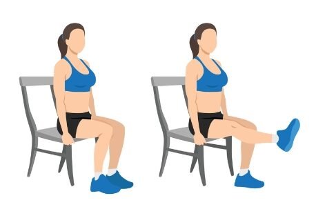 A vector illustration of a person sitting and extending one leg straight out.