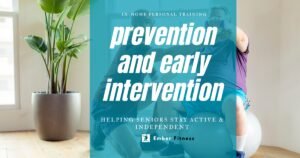 senior working with personal trainer during preventative fitness session