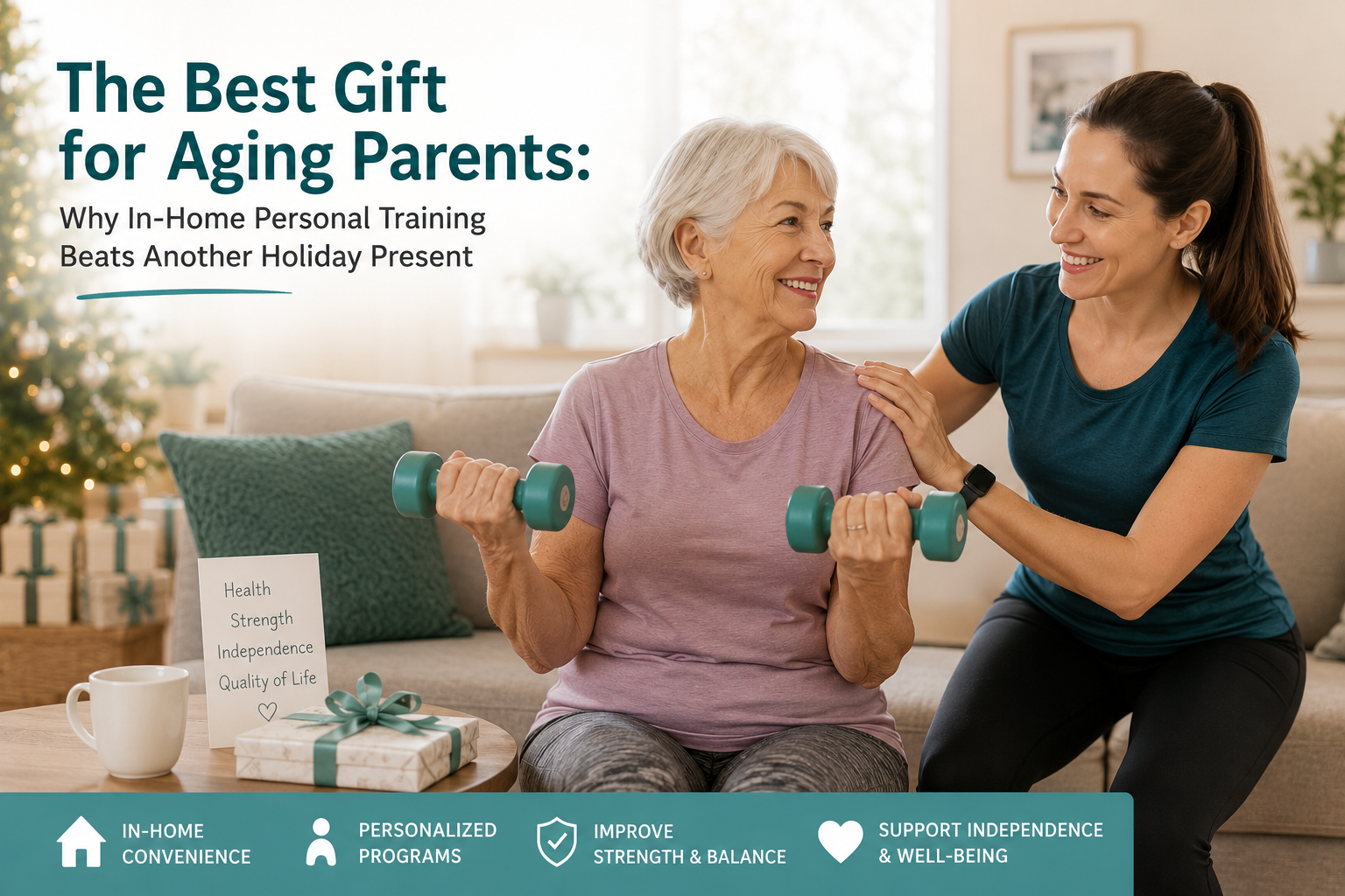 older couple doing light fitness exercises together at home