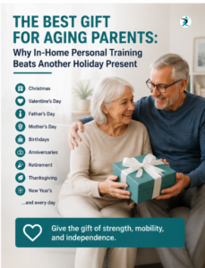 senior exercising at home with personal trainer