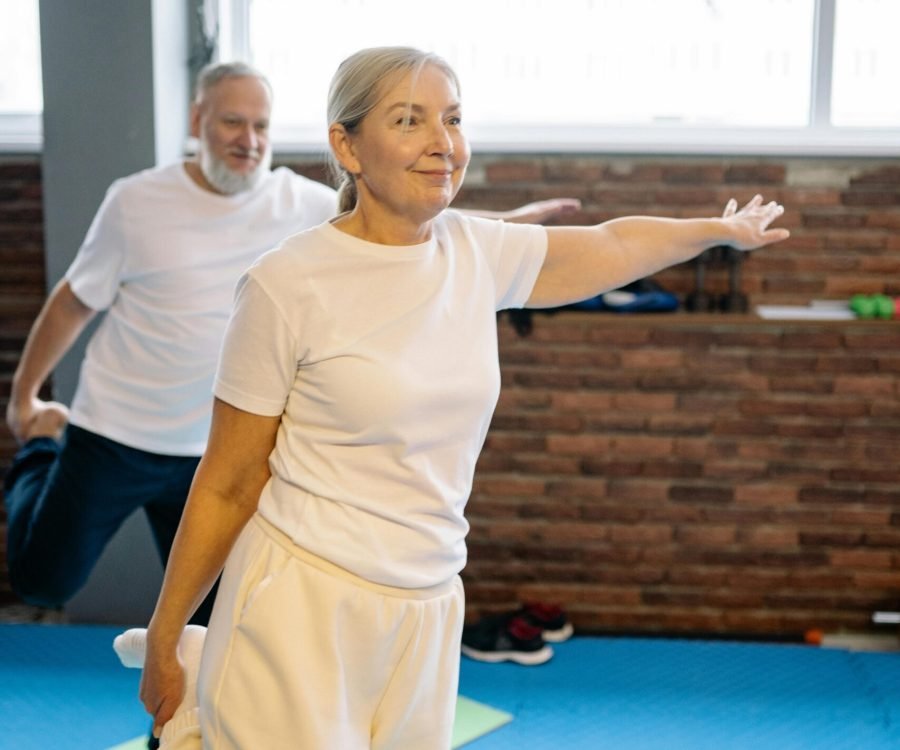 Etobicoke senior woman working out safely with in-home personal trainer